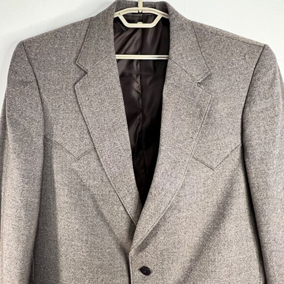 Mens Western Tweed Lambswool Blazer Leather Elbow Patches Circle S Size 48L - Picture 3 of 16